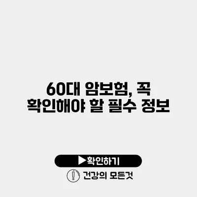 60대 암보험, 꼭 확인해야 할 필수 정보