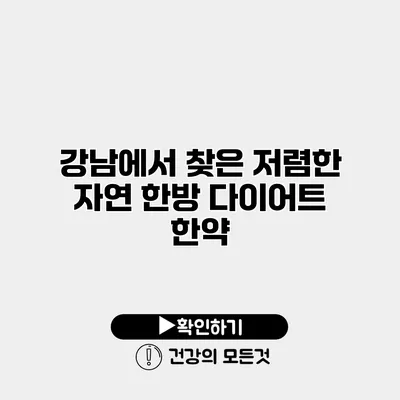 강남에서 찾은 저렴한 자연 한방 다이어트 한약