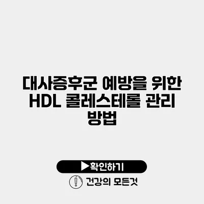 대사증후군 예방을 위한 HDL 콜레스테롤 관리 방법