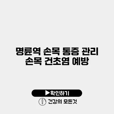 명륜역 손목 통증 관리 손목 건초염 예방