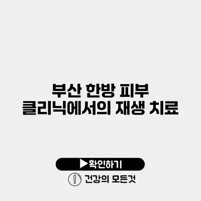 부산 한방 피부 클리닉에서의 재생 치료