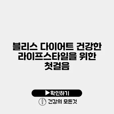 블리스 다이어트 건강한 라이프스타일을 위한 첫걸음
