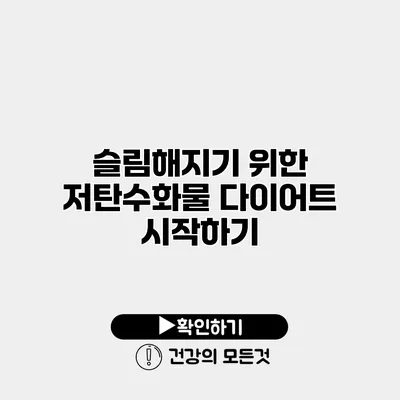 슬림해지기 위한 저탄수화물 다이어트 시작하기