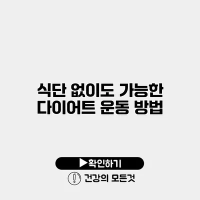 식단 없이도 가능한 다이어트 운동 방법