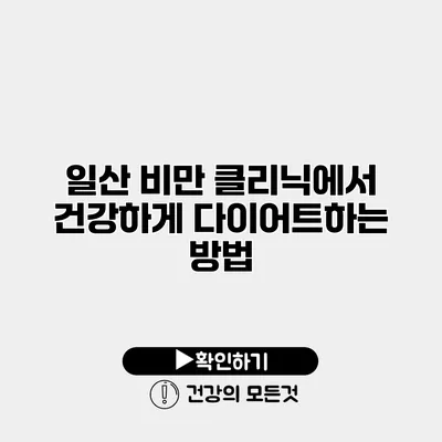 일산 비만 클리닉에서 건강하게 다이어트하는 방법