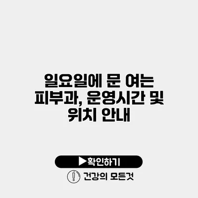 일요일에 문 여는 피부과, 운영시간 및 위치 안내