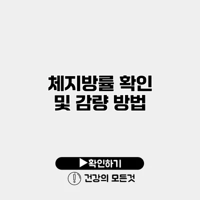 체지방률 확인 및 감량 방법