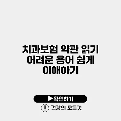 치과보험 약관 읽기 어려운 용어 쉽게 이해하기