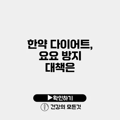 한약 다이어트, 요요 방지 대책은?