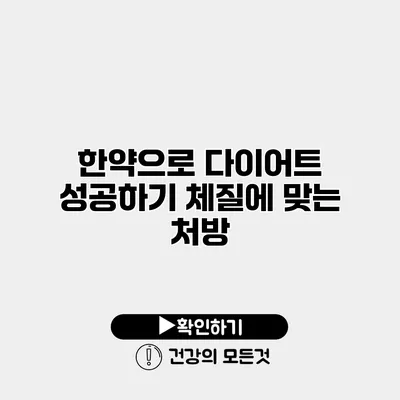 한약으로 다이어트 성공하기 체질에 맞는 처방