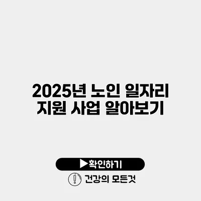 2025년 노인 일자리 지원 사업 알아보기