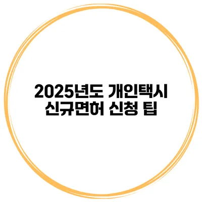 2025년도 개인택시 신규면허 신청 팁