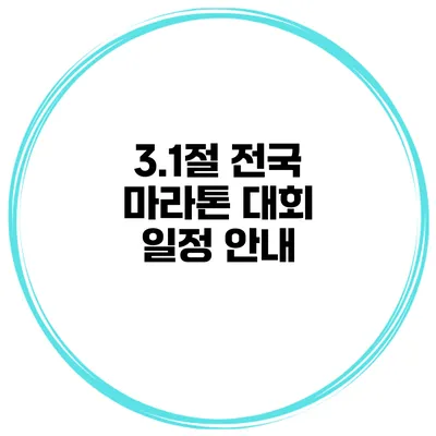 3.1절 전국 마라톤 대회 일정 안내