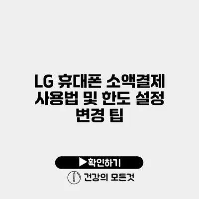 LG 휴대폰 소액결제 사용법 및 한도 설정 변경 팁