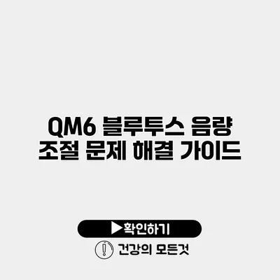 QM6 블루투스 음량 조절 문제 해결 가이드