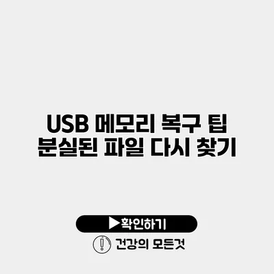USB 메모리 복구 팁 분실된 파일 다시 찾기