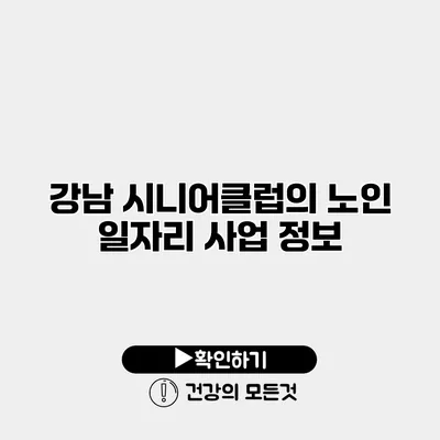 강남 시니어클럽의 노인 일자리 사업 정보