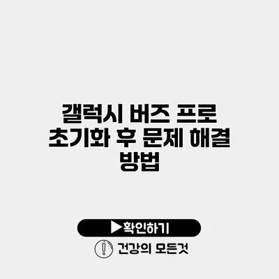 갤럭시 버즈 프로 초기화 후 문제 해결 방법