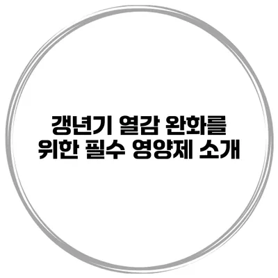 갱년기 열감 완화를 위한 필수 영양제 소개