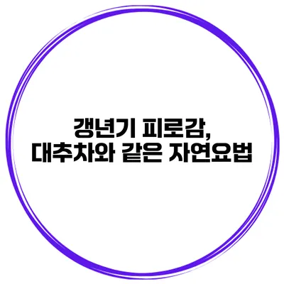 갱년기 피로감, 대추차와 같은 자연요법