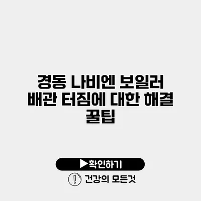 경동 나비엔 보일러 배관 터짐에 대한 해결 꿀팁