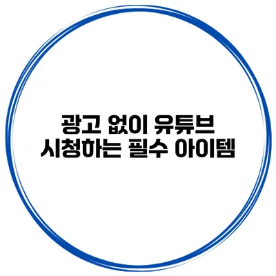 광고 없이 유튜브 시청하는 필수 아이템