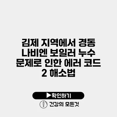 김제 지역에서 경동 나비엔 보일러 누수 문제로 인한 에러 코드 2 해소법