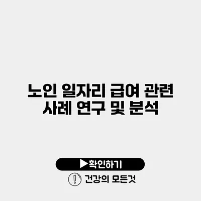 노인 일자리 급여 관련 사례 연구 및 분석