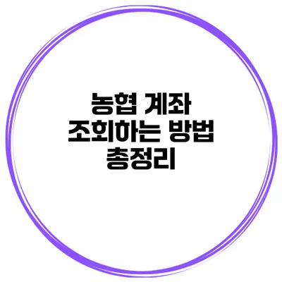 농협 계좌 조회하는 방법 총정리