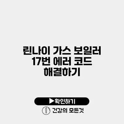 린나이 가스 보일러 17번 에러 코드 해결하기