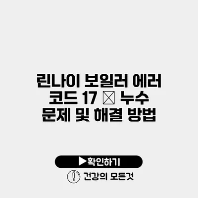 린나이 보일러 에러 코드 17 – 누수 문제 및 해결 방법