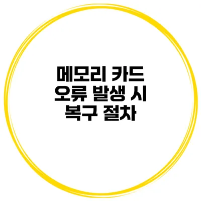 메모리 카드 오류 발생 시 복구 절차