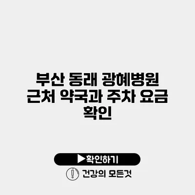부산 동래 광혜병원 근처 약국과 주차 요금 확인