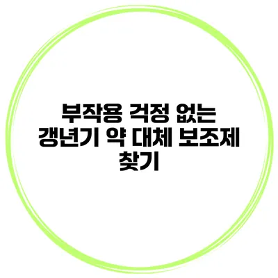 부작용 걱정 없는 갱년기 약 대체 보조제 찾기