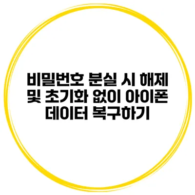비밀번호 분실 시 해제 및 초기화 없이 아이폰 데이터 복구하기