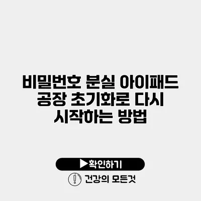 비밀번호 분실? 아이패드 공장 초기화로 다시 시작하는 방법