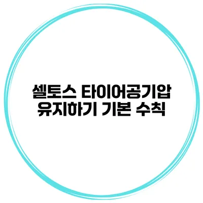 셀토스 타이어공기압 유지하기: 기본 수칙