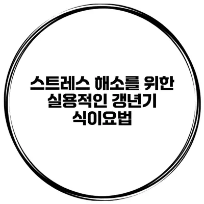 스트레스 해소를 위한 실용적인 갱년기 식이요법