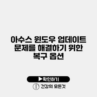아수스 윈도우 업데이트 문제를 해결하기 위한 복구 옵션