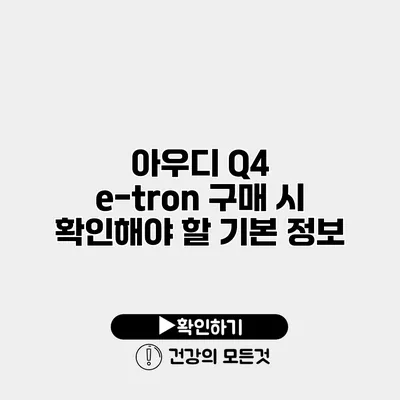 아우디 Q4 e-tron 구매 시 확인해야 할 기본 정보