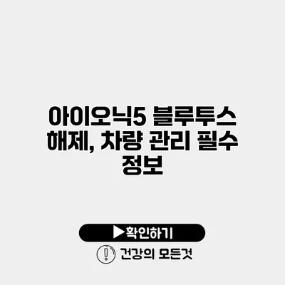 아이오닉5 블루투스 해제, 차량 관리 필수 정보