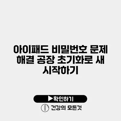 아이패드 비밀번호 문제 해결 공장 초기화로 새 시작하기