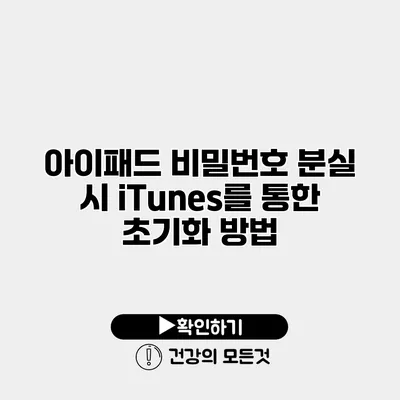 아이패드 비밀번호 분실 시 iTunes를 통한 초기화 방법