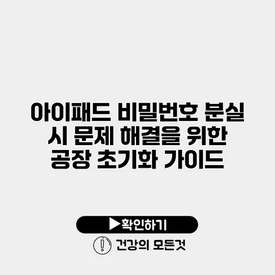 아이패드 비밀번호 분실 시 문제 해결을 위한 공장 초기화 가이드