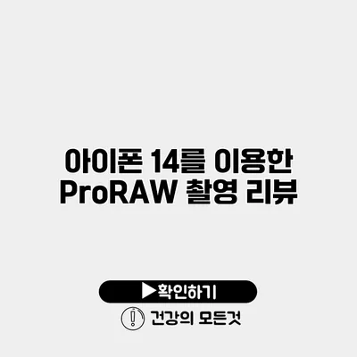 아이폰 14를 이용한 ProRAW 촬영 리뷰