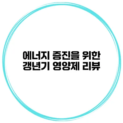 에너지 증진을 위한 갱년기 영양제 리뷰