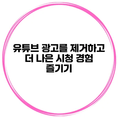 유튜브 광고를 제거하고 더 나은 시청 경험 즐기기