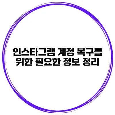 인스타그램 계정 복구를 위한 필요한 정보 정리