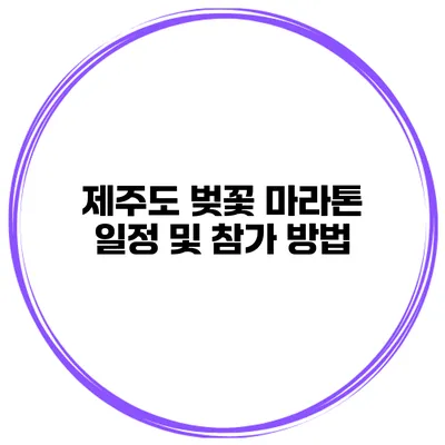 제주도 벚꽃 마라톤 일정 및 참가 방법