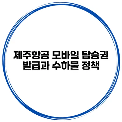 제주항공 모바일 탑승권 발급과 수하물 정책